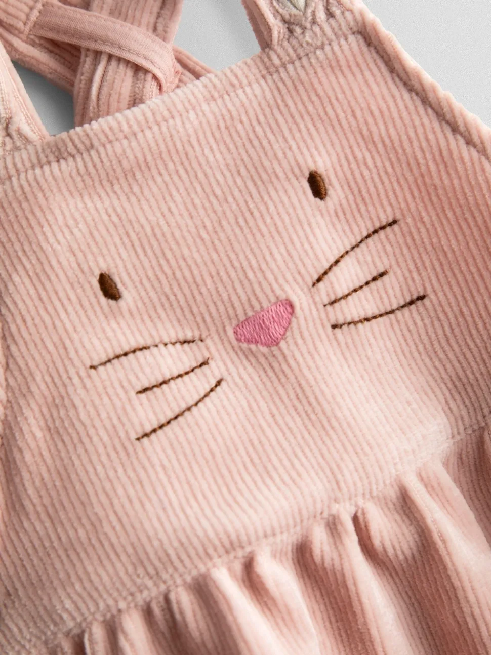 JoJo Maman Bébé Pale Pink Bunny Dungaree Dress & Body Set