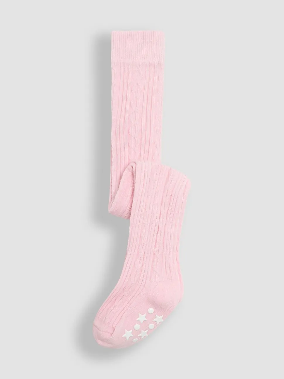 JoJo Maman Bébé Pale Pink Cable Ribbed Tights