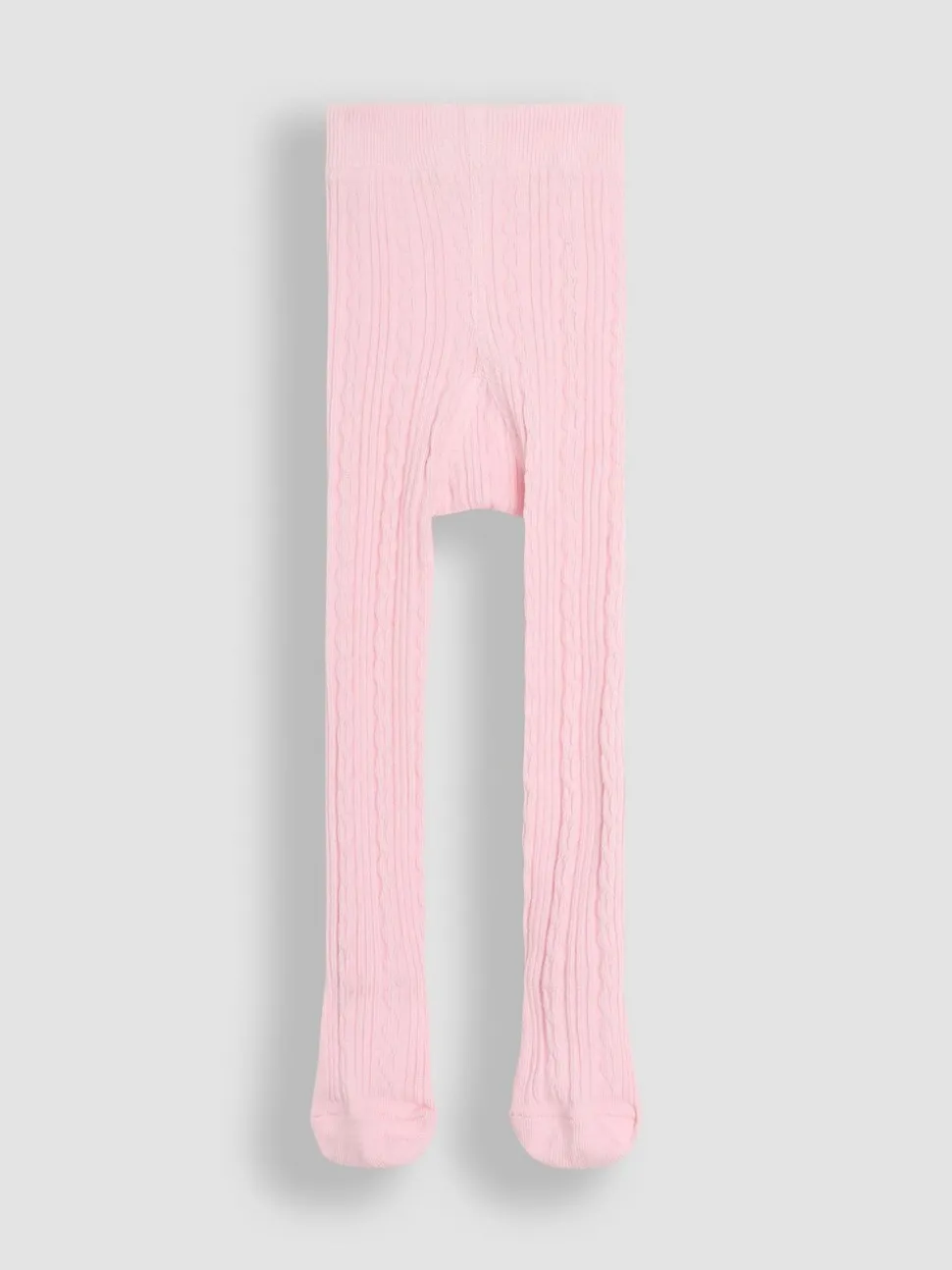 JoJo Maman Bébé Pale Pink Cable Ribbed Tights