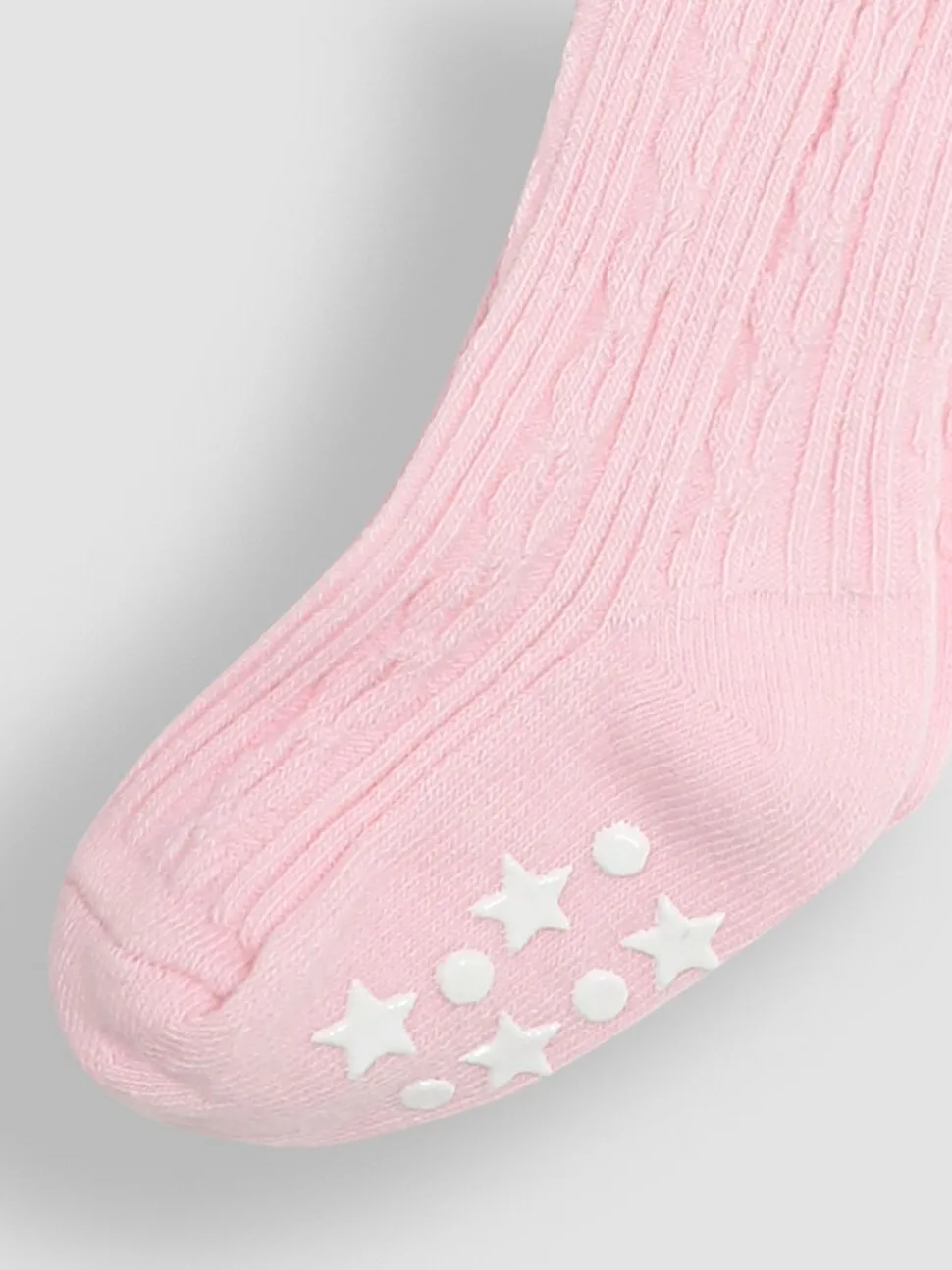 JoJo Maman Bébé Pale Pink Cable Ribbed Tights