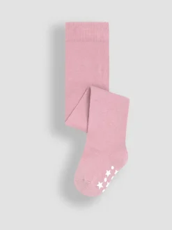 JoJo Maman Bébé Pale Pink Cotton Rich Plain Tights