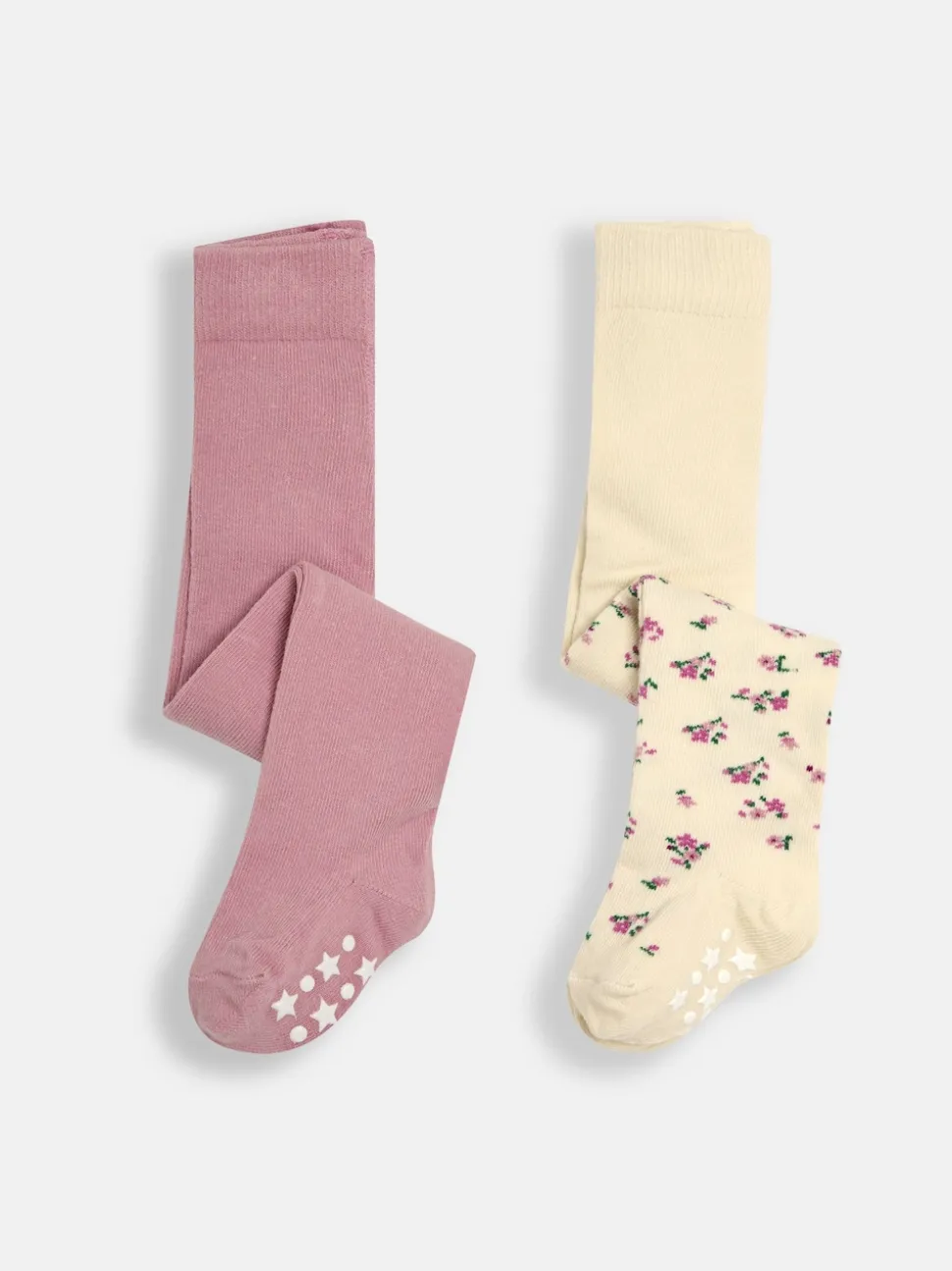 JoJo Maman Bébé Pastel Pink 2-Pack Cotton Rich Tights