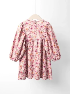 JoJo Maman Bébé Pink Autumn Floral Printed Yoke Dress