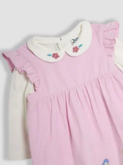 JoJo Maman Bébé Pink Baby Peter Rabbit Embroidered Dress and Body Set