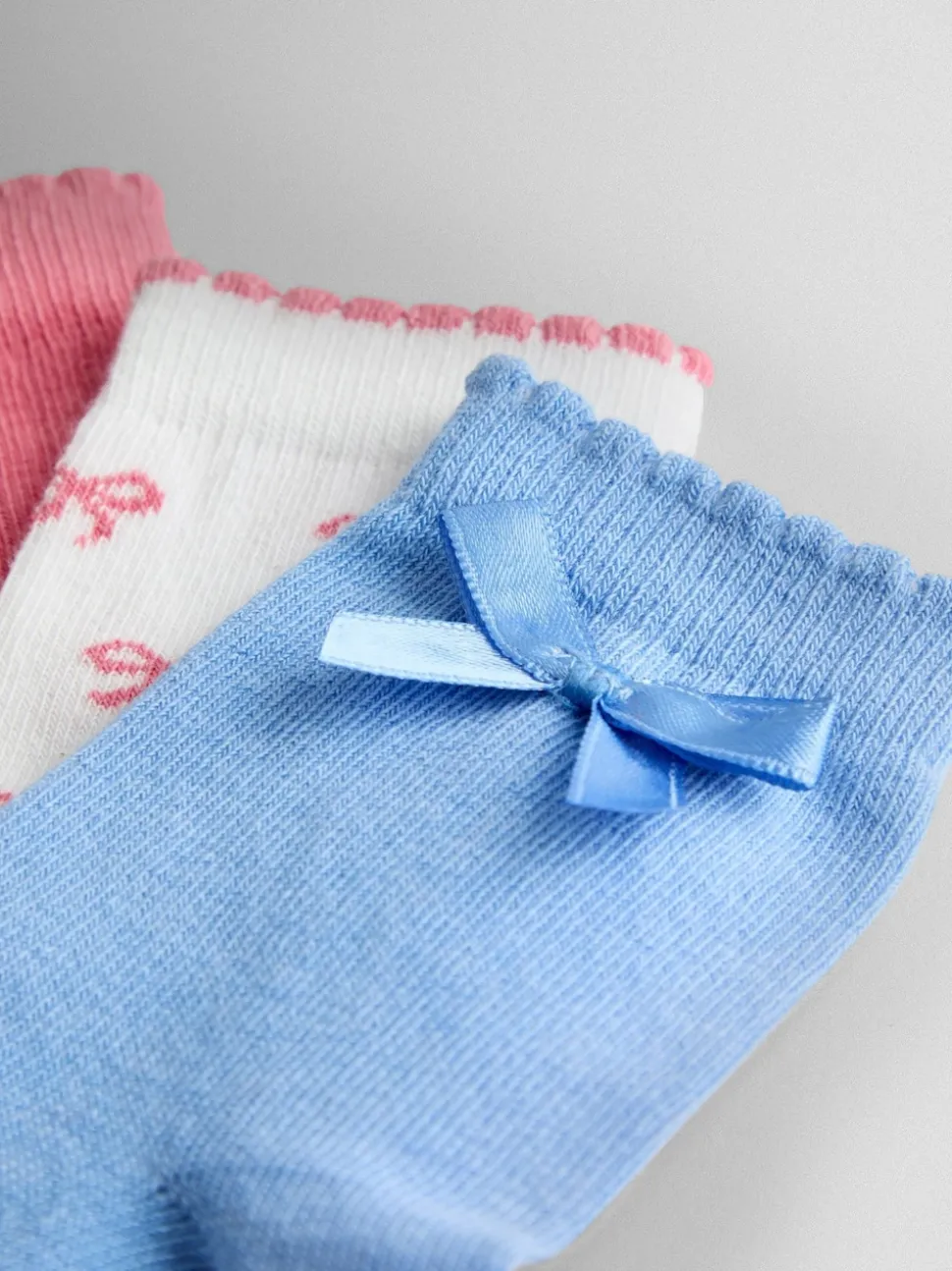 JoJo Maman Bébé Pink Bow 3-Pack Socks