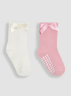 JoJo Maman Bébé Pink Bow Socks 2 Pack
