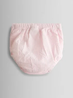 JoJo Maman Bébé Pink Bunny Embroidered Baby Dress, Knicker & Hat Set