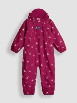 JoJo Maman Bébé Pink Bunny Floral Fleece-lined Waterproof Puddle Suit