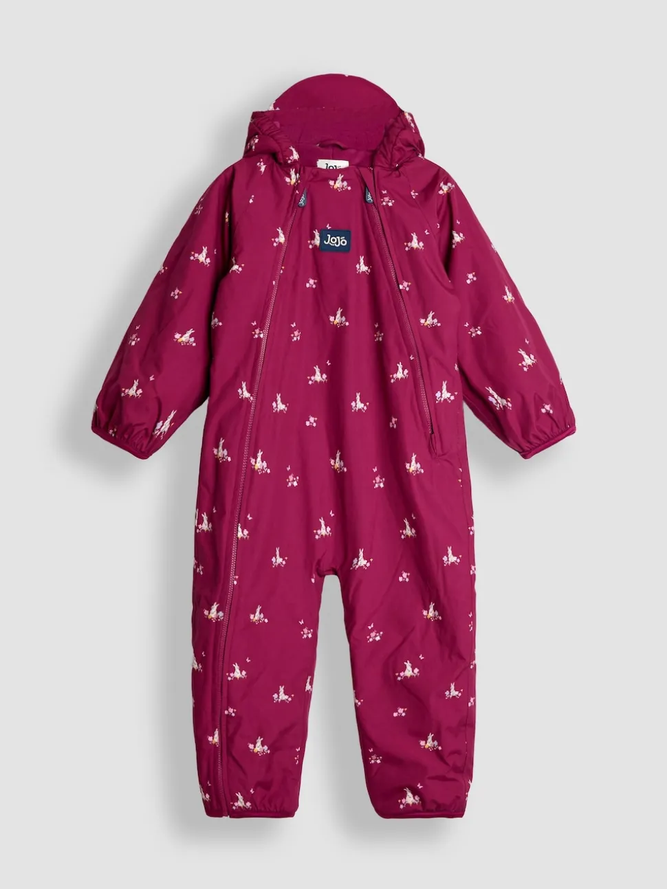 JoJo Maman Bébé Pink Bunny Floral Fleece-lined Waterproof Puddle Suit