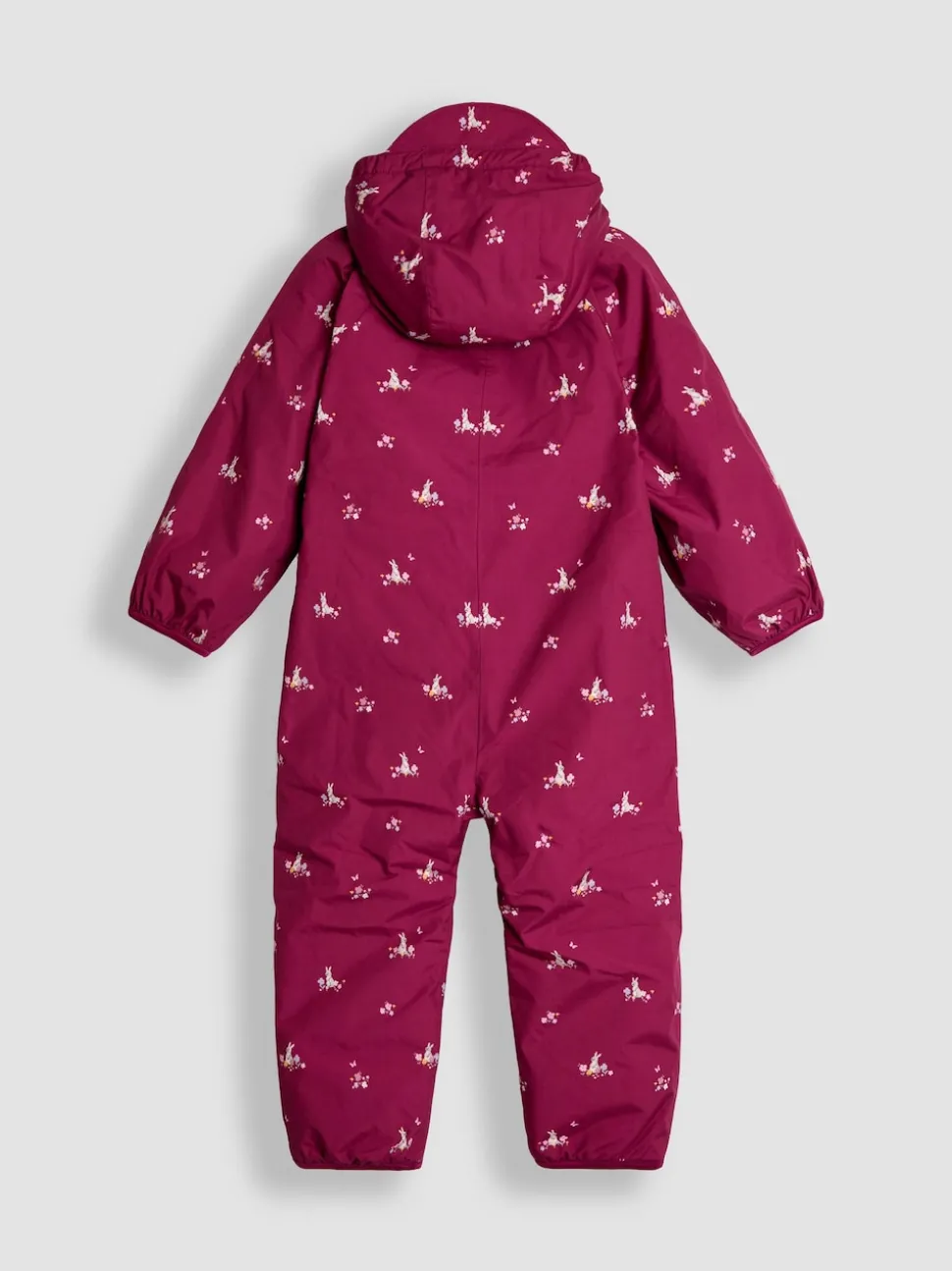 JoJo Maman Bébé Pink Bunny Floral Fleece-lined Waterproof Puddle Suit