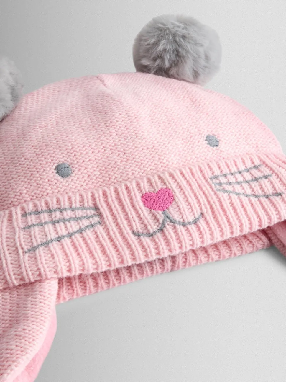 JoJo Maman Bébé Pink Cat Pom Pom Hat