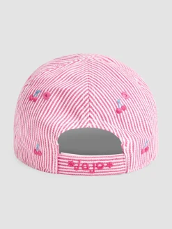 JoJo Maman Bébé Pink Cherry Embroidered Cap