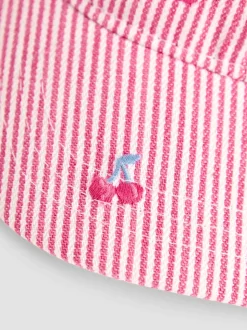 JoJo Maman Bébé Pink Cherry Embroidered Cap
