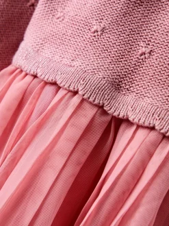 JoJo Maman Bébé Pink Christmas Knitted Combo Dress