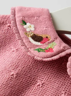 JoJo Maman Bébé Pink Christmas Knitted Combo Dress