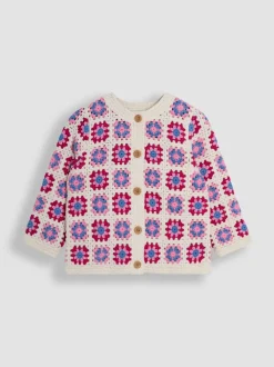 JoJo Maman Bébé Pink Classic Crochet Cardigan