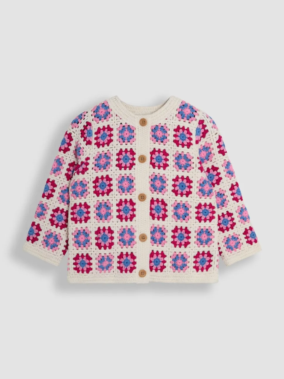 JoJo Maman Bébé Pink Classic Crochet Cardigan