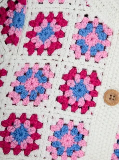 JoJo Maman Bébé Pink Classic Crochet Cardigan