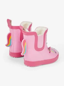 JoJo Maman Bébé Pink Cosy Lined Unicorn Ankle Wellies
