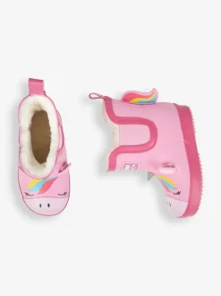 JoJo Maman Bébé Pink Cosy Lined Unicorn Ankle Wellies