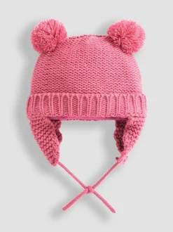 JoJo Maman Bébé Pink Cosy Pom Pom Hat