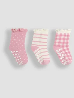 JoJo Maman Bébé Pink Cotton Frill Socks 3 Pack