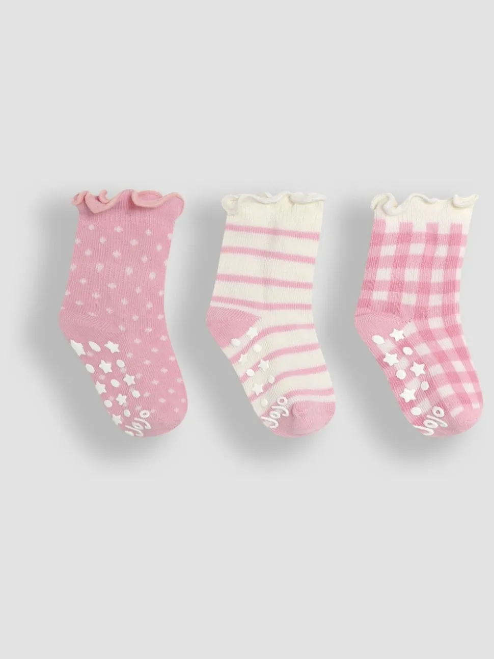 JoJo Maman Bébé Pink Cotton Frill Socks 3 Pack