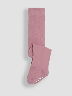 JoJo Maman Bébé Pink Cotton Rich Plain Tights