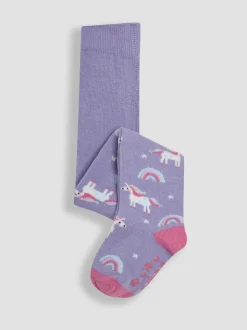 JoJo Maman Bébé Pink Cotton Rich Unicorn Tights 2 Pack