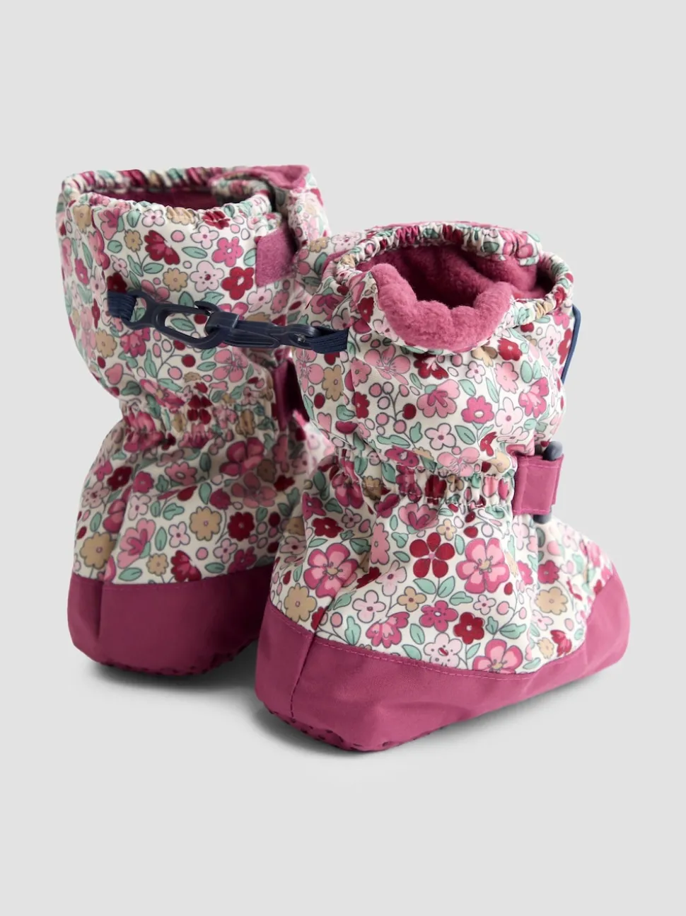 JoJo Maman Bébé Pink Ditsy Fleece Lined Booties