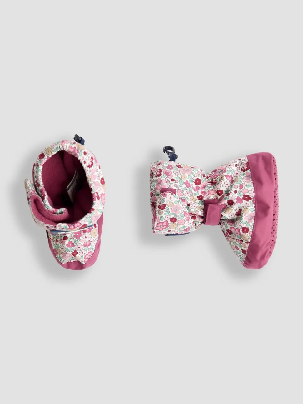 JoJo Maman Bébé Pink Ditsy Fleece Lined Booties