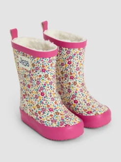JoJo Maman Bébé Pink Ditsy Floral Cosy Lined Boots