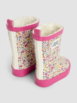 JoJo Maman Bébé Pink Ditsy Floral Cosy Lined Boots