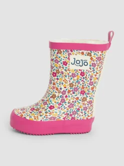 JoJo Maman Bébé Pink Ditsy Floral Cosy Lined Boots