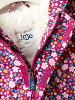 JoJo Maman Bébé Pink Ditsy Lined Parka