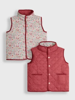 JoJo Maman Bébé Pink Ditsy Reversible Quilted Gilet
