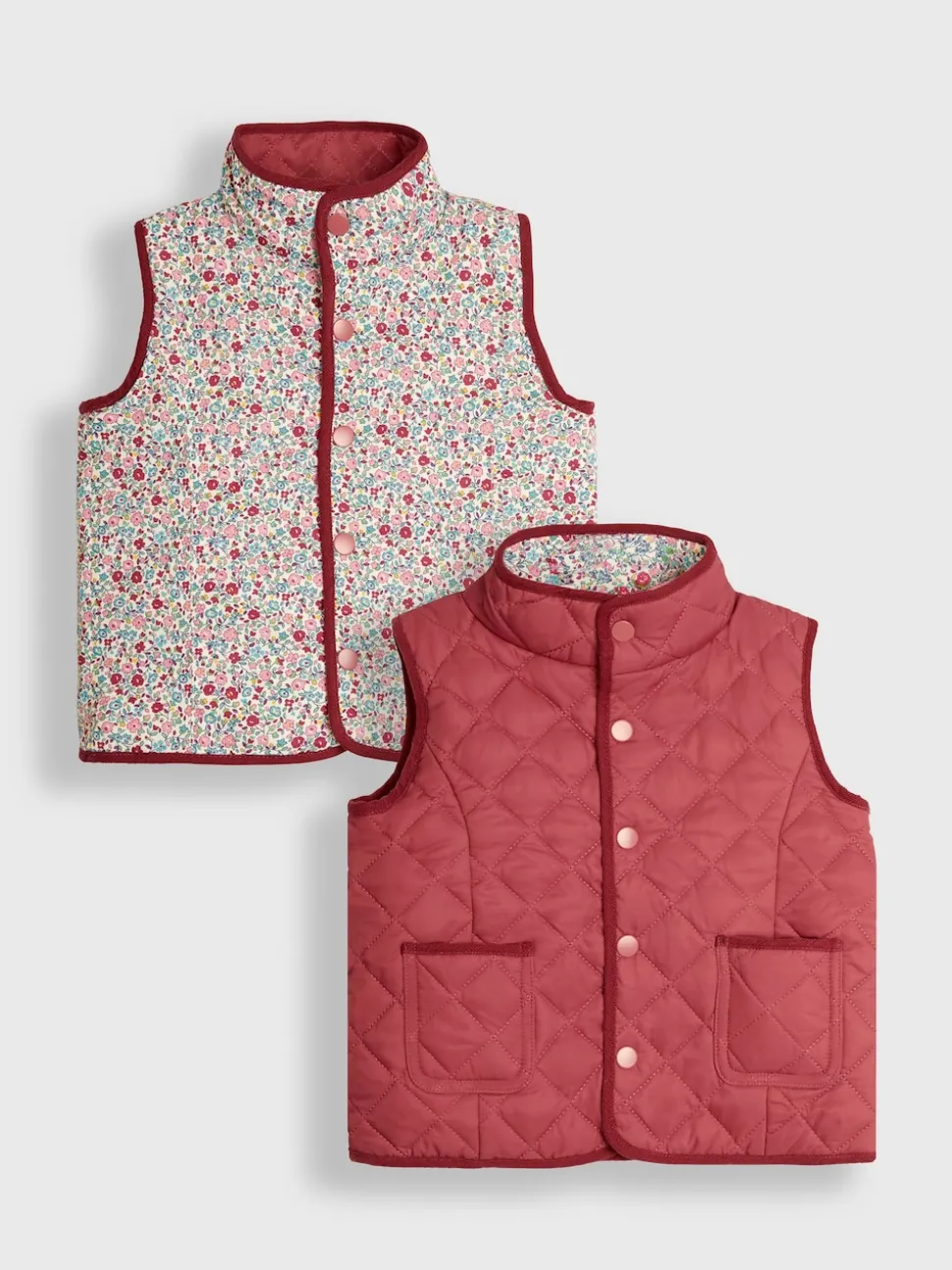 JoJo Maman Bébé Pink Ditsy Reversible Quilted Gilet