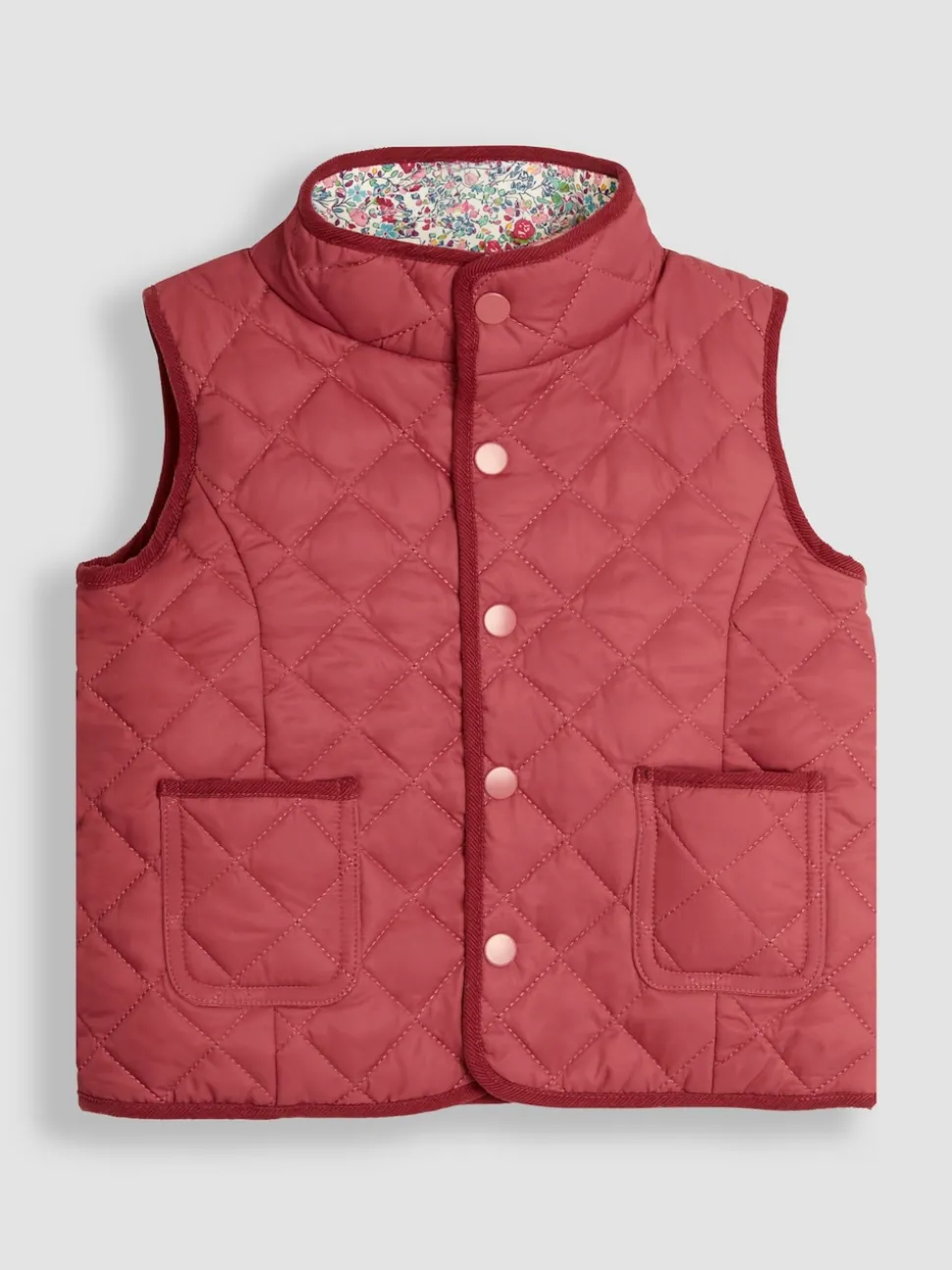 JoJo Maman Bébé Pink Ditsy Reversible Quilted Gilet