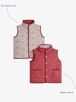 JoJo Maman Bébé Pink Ditsy Reversible Quilted Gilet