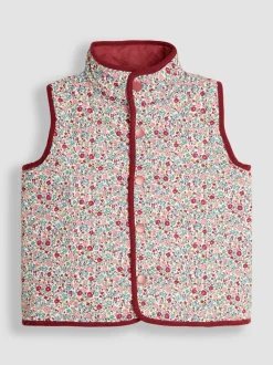 JoJo Maman Bébé Pink Ditsy Reversible Quilted Gilet