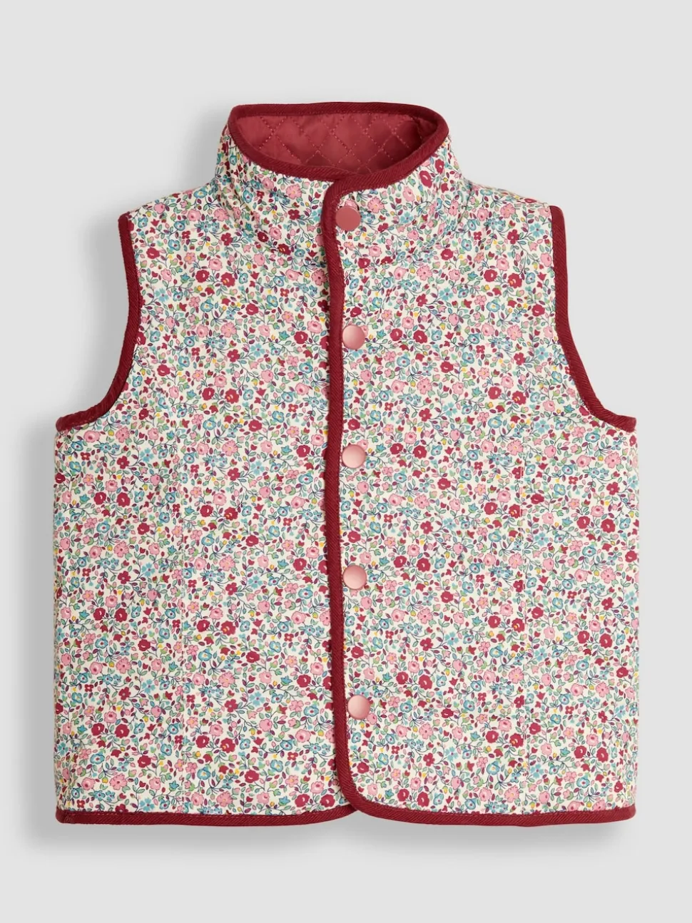 JoJo Maman Bébé Pink Ditsy Reversible Quilted Gilet