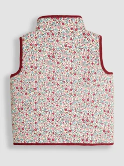 JoJo Maman Bébé Pink Ditsy Reversible Quilted Gilet