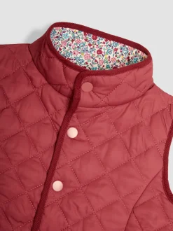 JoJo Maman Bébé Pink Ditsy Reversible Quilted Gilet