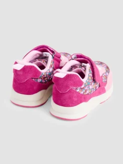 JoJo Maman Bébé Pink Ditsy Riptape Lace-Up Trainers