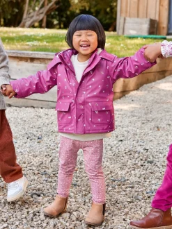 JoJo Maman Bébé Pink Ditsy Waterproof Cosy Lined Jacket