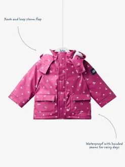 JoJo Maman Bébé Pink Ditsy Waterproof Cosy Lined Jacket