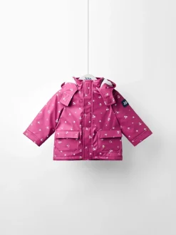JoJo Maman Bébé Pink Ditsy Waterproof Cosy Lined Jacket
