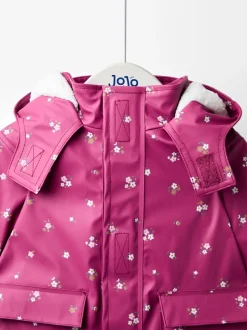 JoJo Maman Bébé Pink Ditsy Waterproof Cosy Lined Jacket