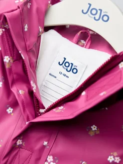 JoJo Maman Bébé Pink Ditsy Waterproof Cosy Lined Jacket