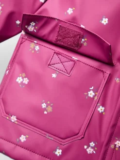 JoJo Maman Bébé Pink Ditsy Waterproof Cosy Lined Jacket